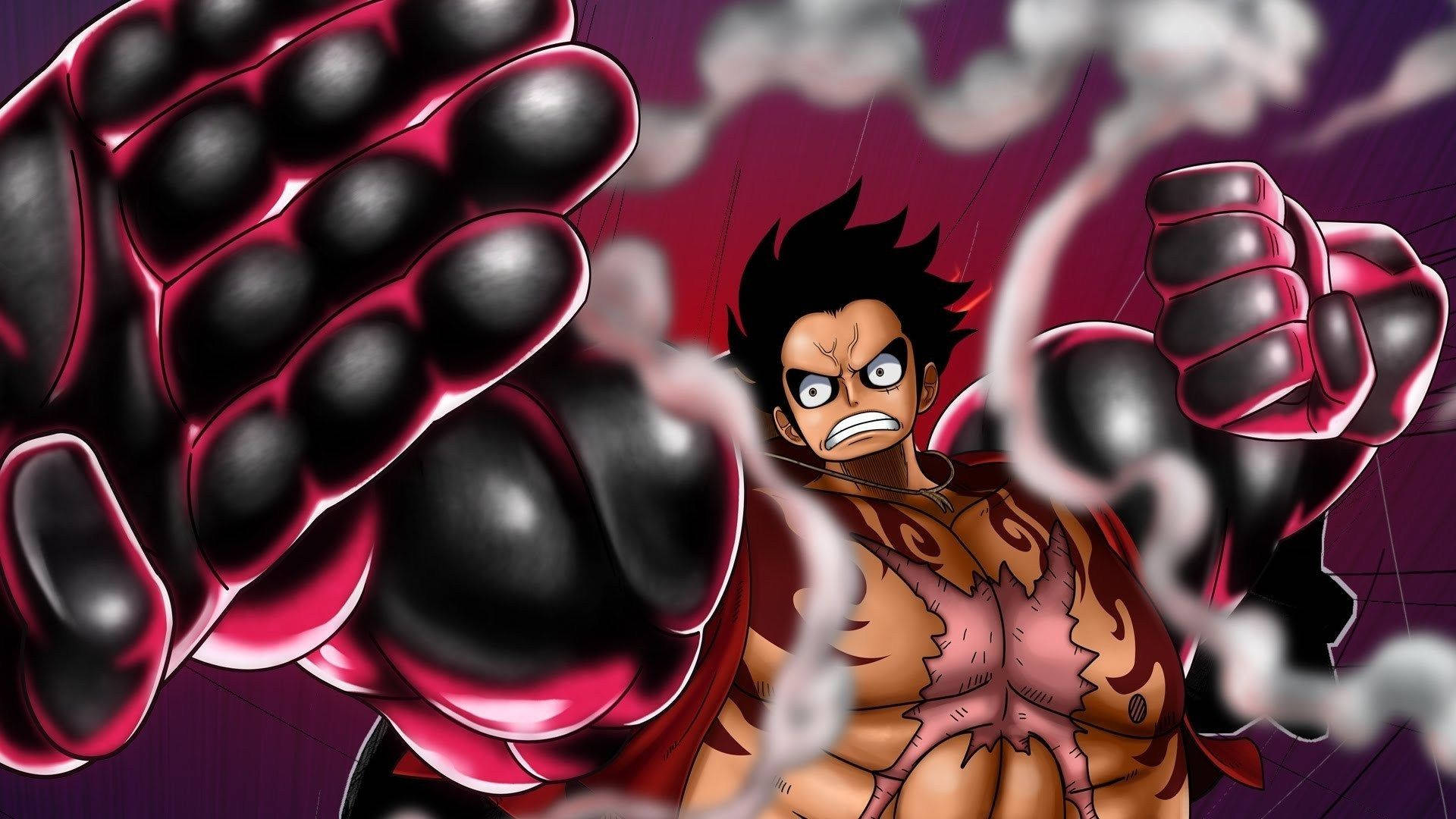 Luffy Gear 4, black fists, glowing eyes, Full HD Desktop Wallpaper