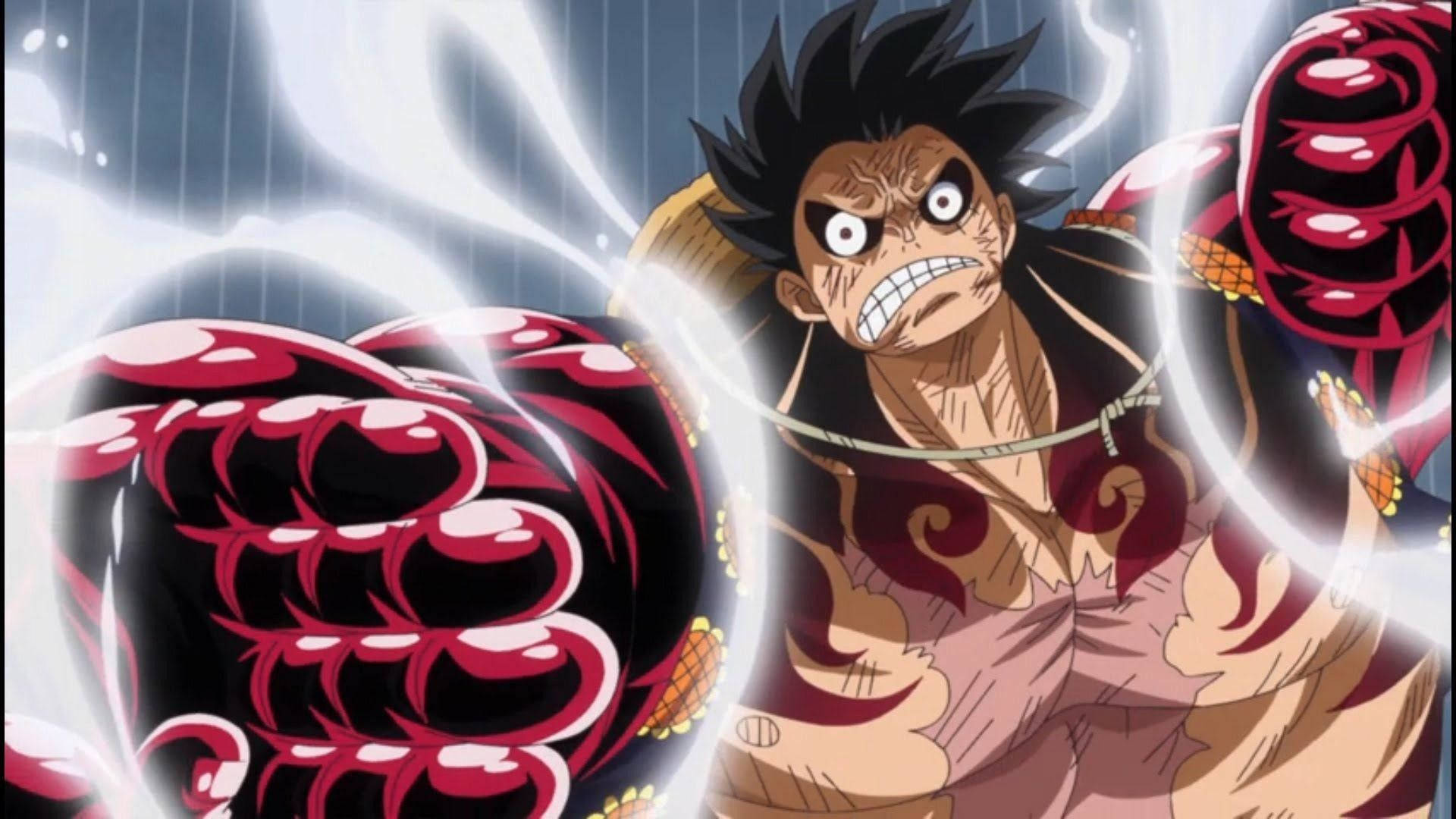 Luffy Gear 4, spiky black hair, glowing eyes, Full HD Desktop Wallpaper