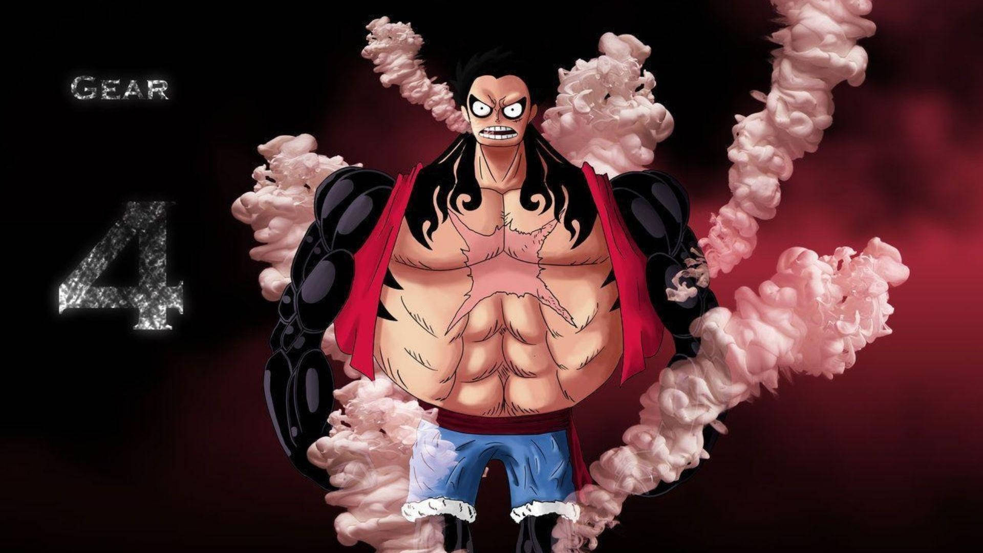 Luffy Gear 4, pink steam, red cape, Full HD Desktop Wallpaper