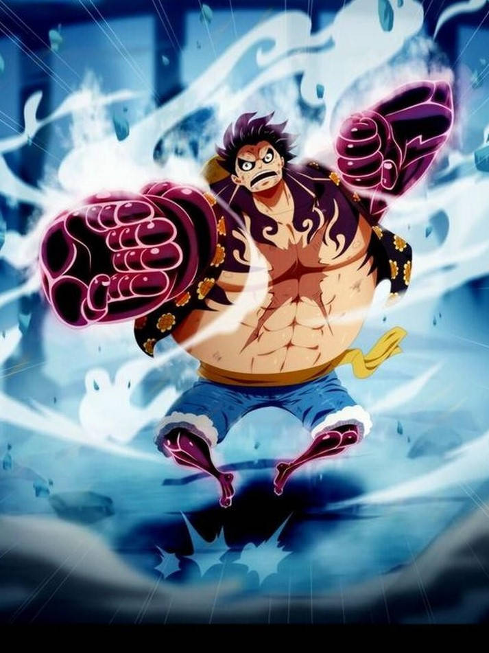 Luffy Gear 4, purple glowing fists, tattoos, SD Phone Wallpaper