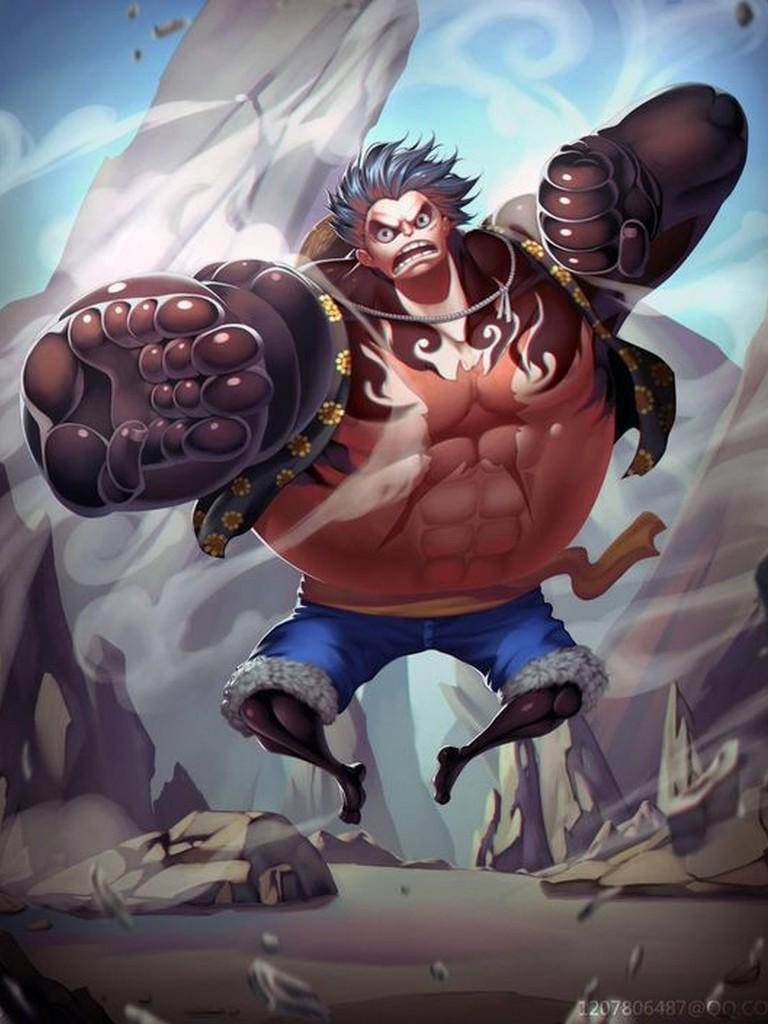 Luffy Gear 4, brown arms, spiked hair, SD Phone Wallpaper