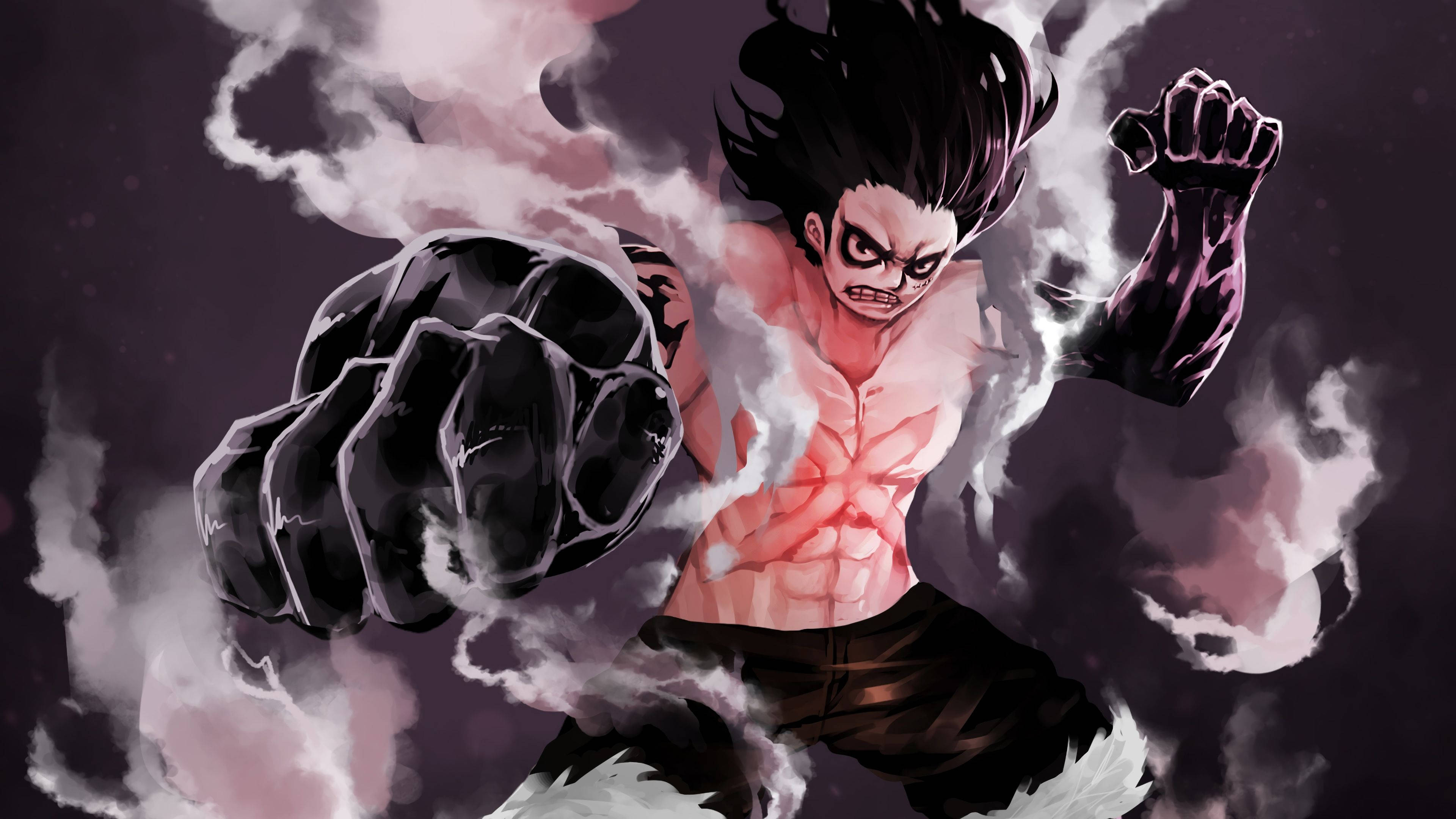 Luffy Gear 4, dark form, black hair, 4K Desktop Wallpaper