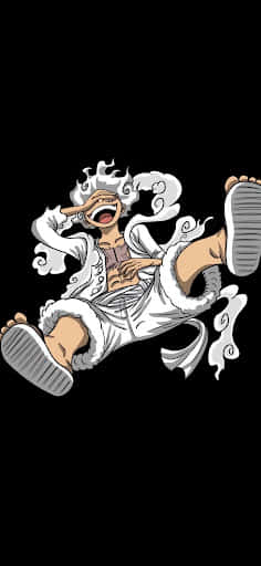 Luffy Gear 5, white outfit, steam bursting from his body, SD Phone Wallpaper