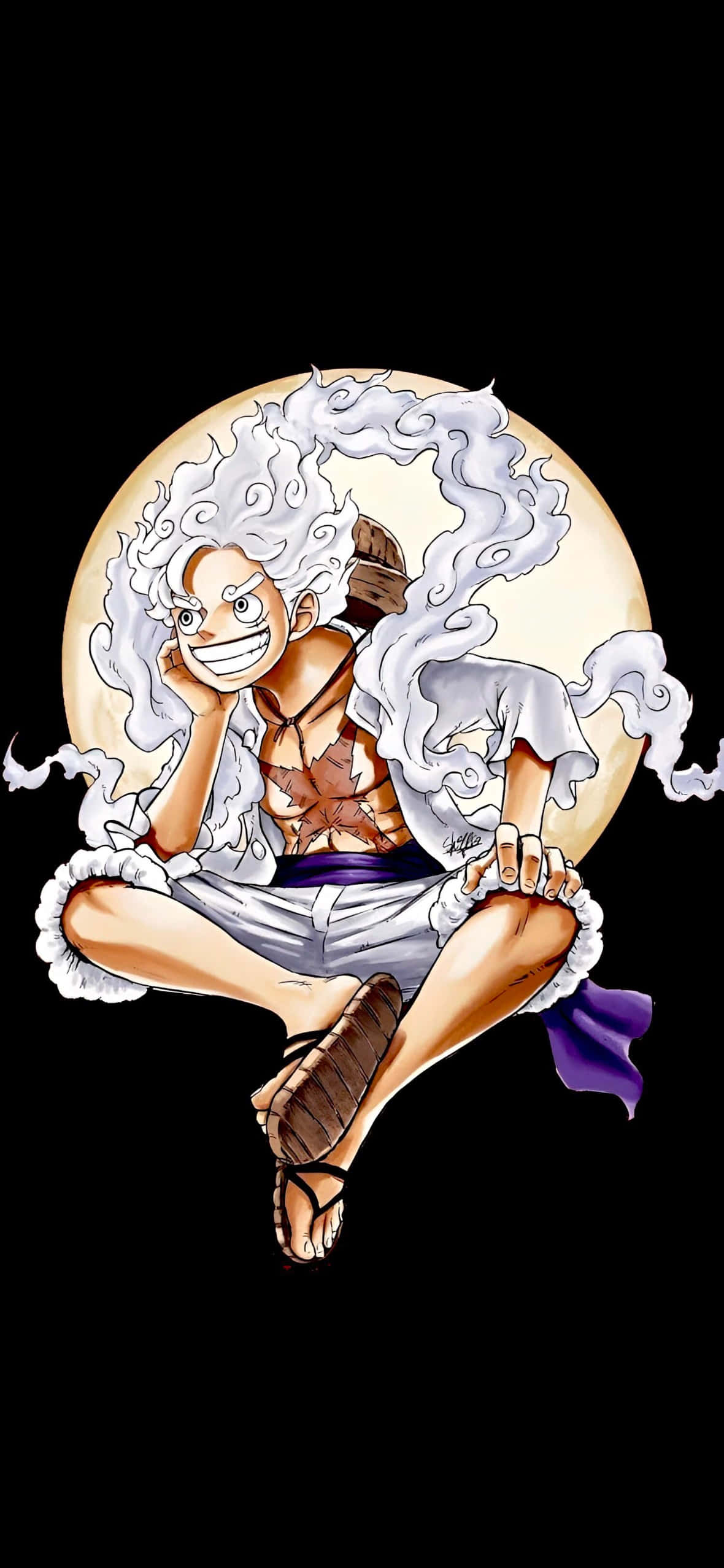 Luffy Gear 5, straw hat, white hair, Full HD Phone Wallpaper
