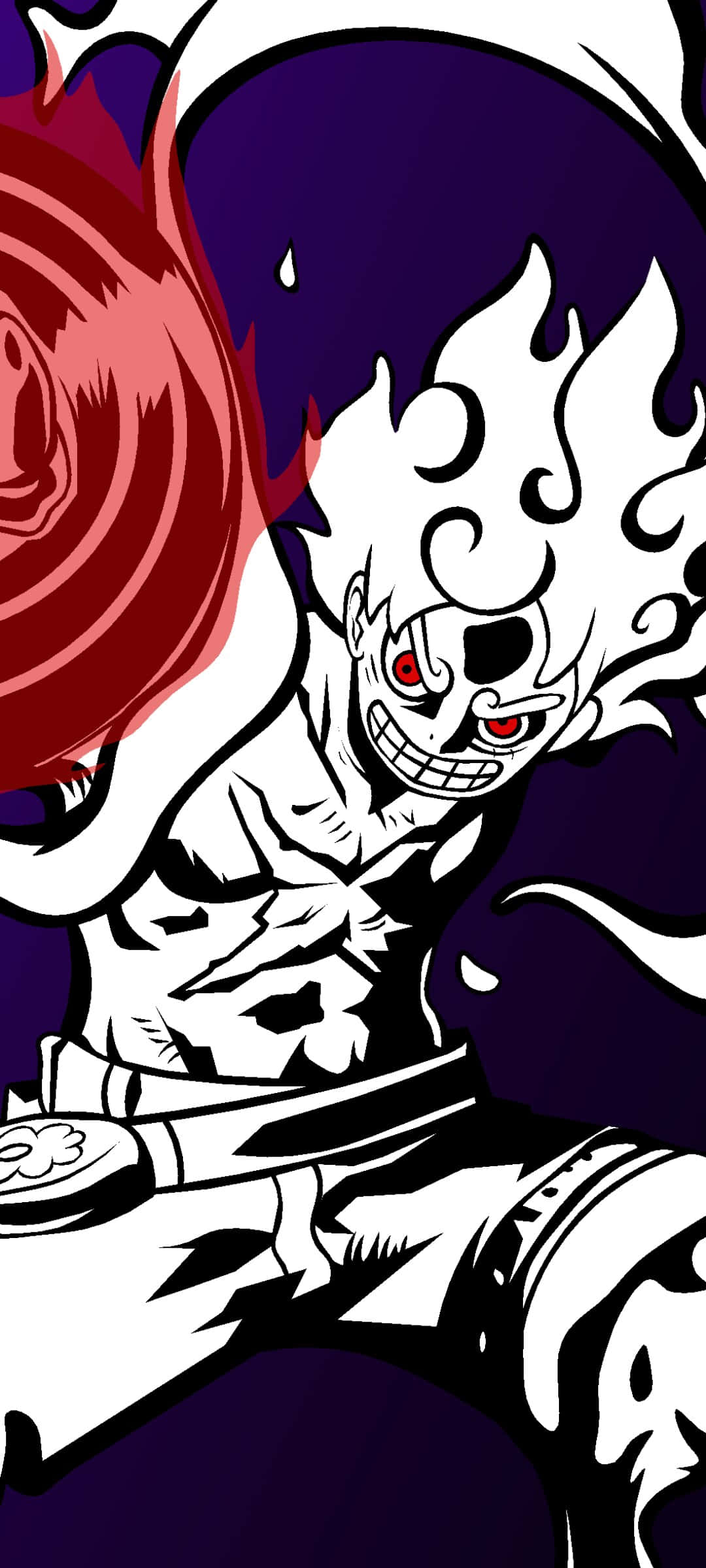 Luffy Gear 5, anime character, white flame hair, Full HD Phone Wallpaper