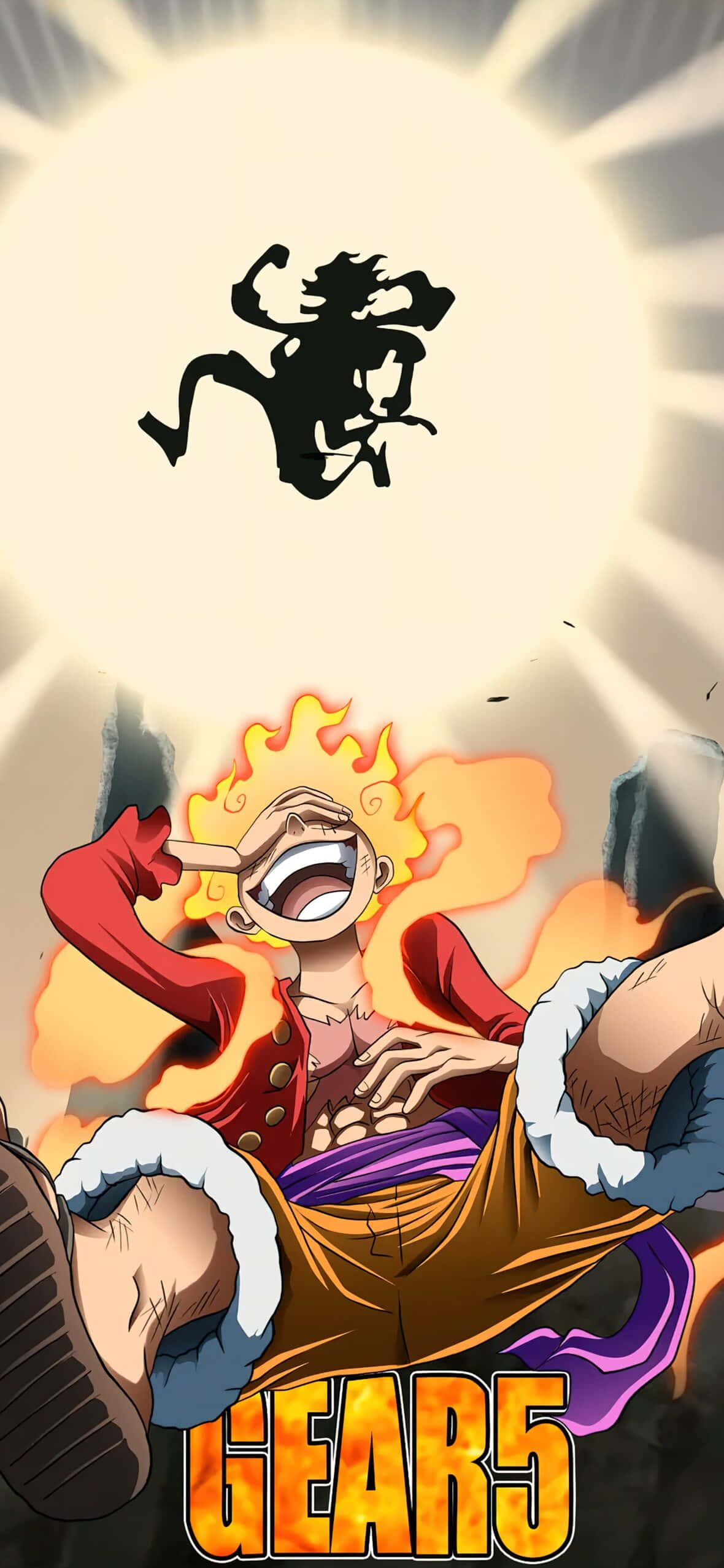 Luffy, Gear 5, fiery anime character, Full HD Phone Wallpaper
