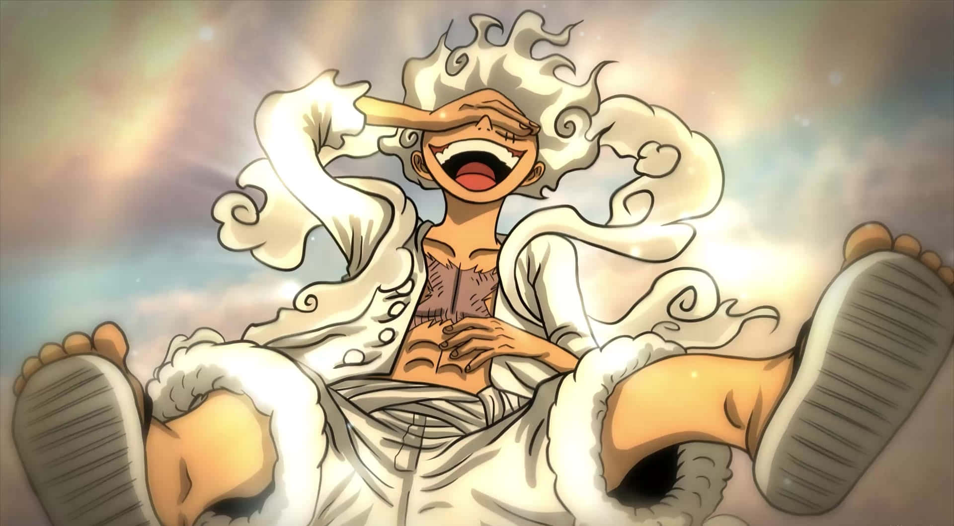 Luffy, Gear 5, white hair, Full HD Desktop Wallpaper