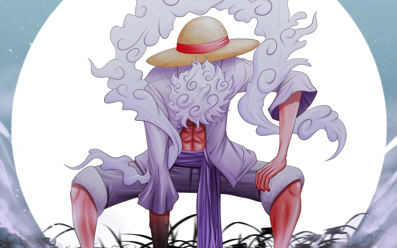 Luffy Gear 5, straw hat, swirling purple smoke, HD Desktop Wallpaper