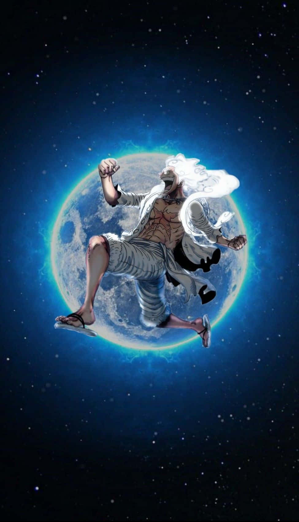 Luffy Gear 5, Moon, glowing blue moon, HD Phone Wallpaper
