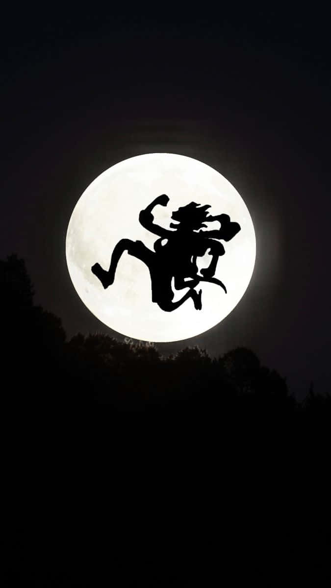 Luffy, silhouette, full moon, SD Phone Wallpaper