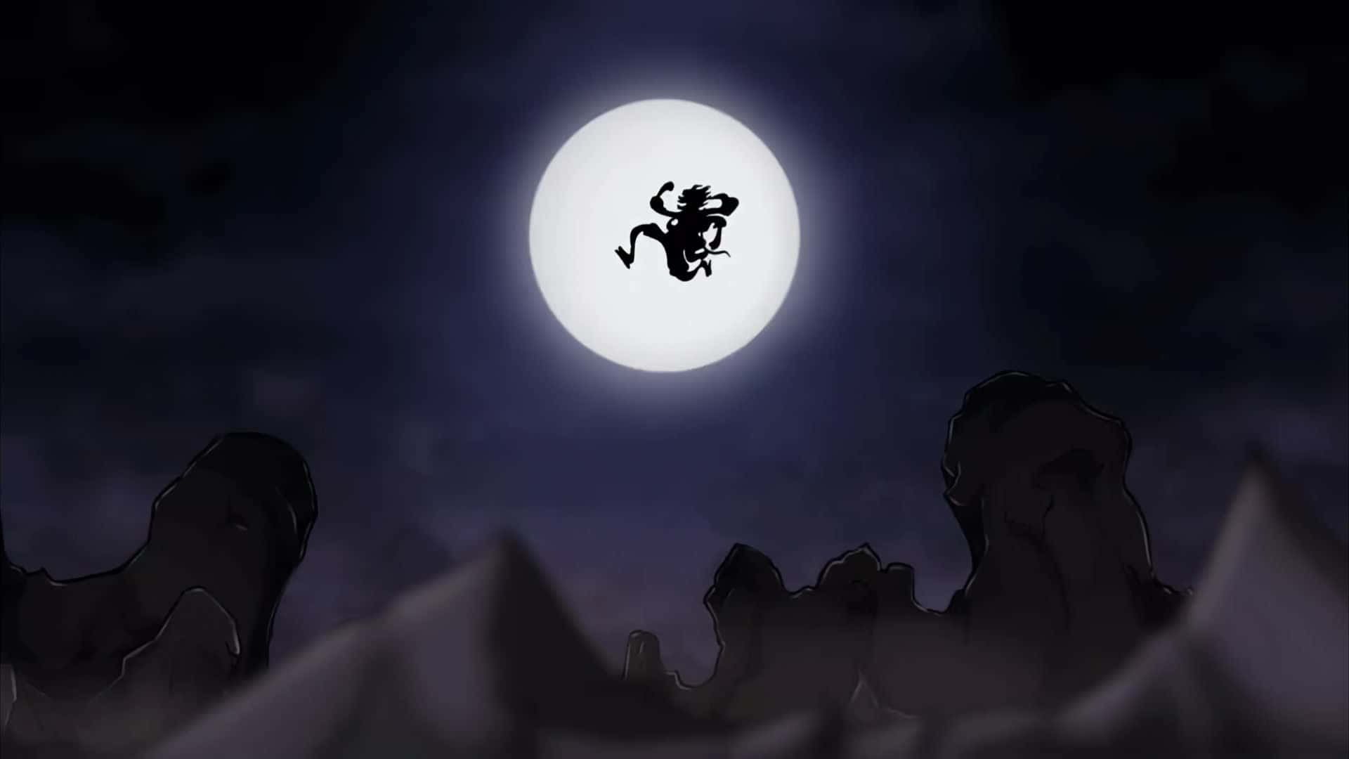 Luffy Gear 5 Moon, silhouette, full moon, Full HD Desktop Wallpaper