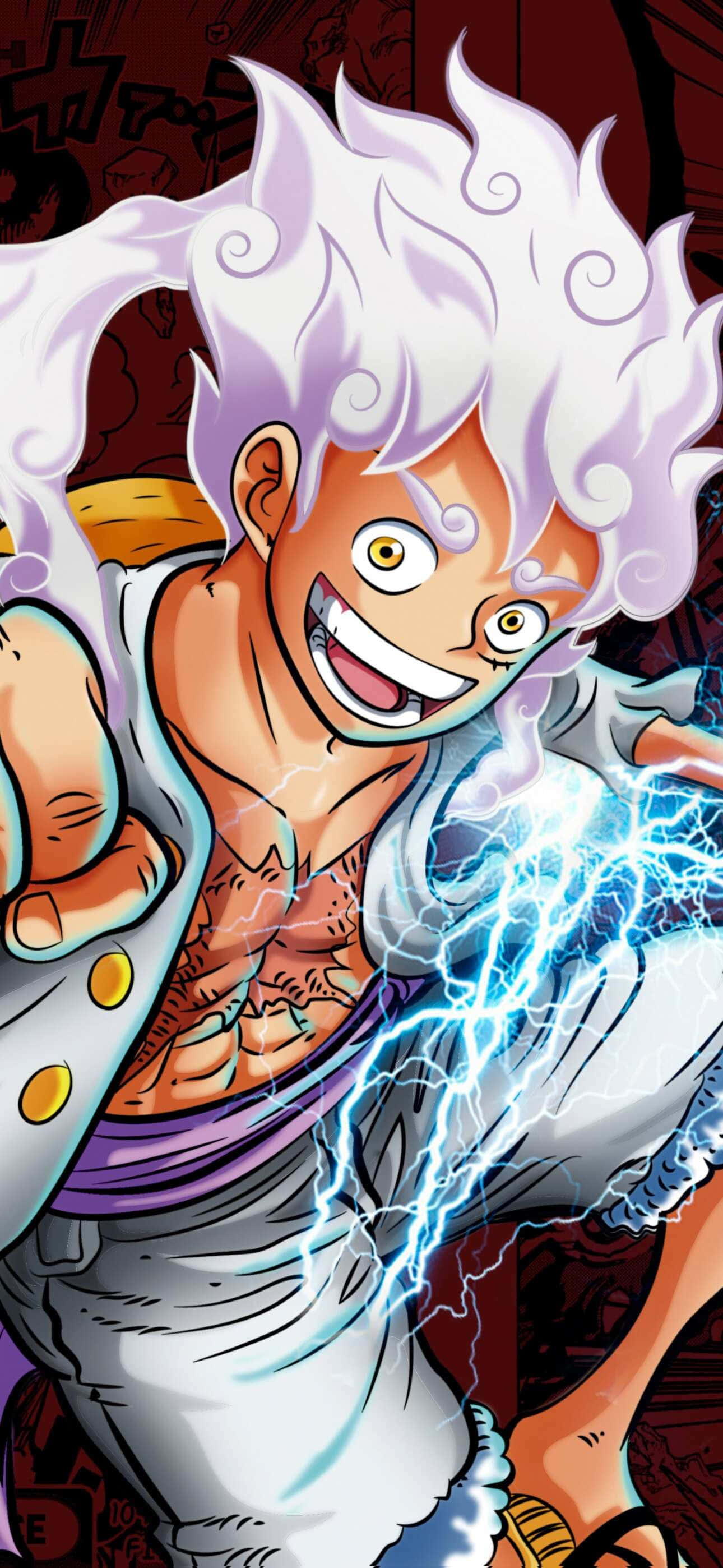 Luffy, Gear 5, electric aura, 2K Phone Wallpaper