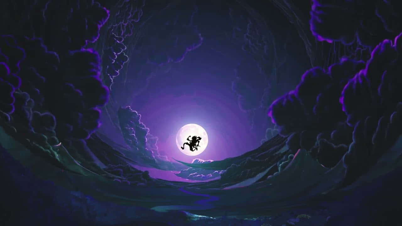 Luffy Gear 5, moonlight, silhouetted figure, HD Desktop Wallpaper