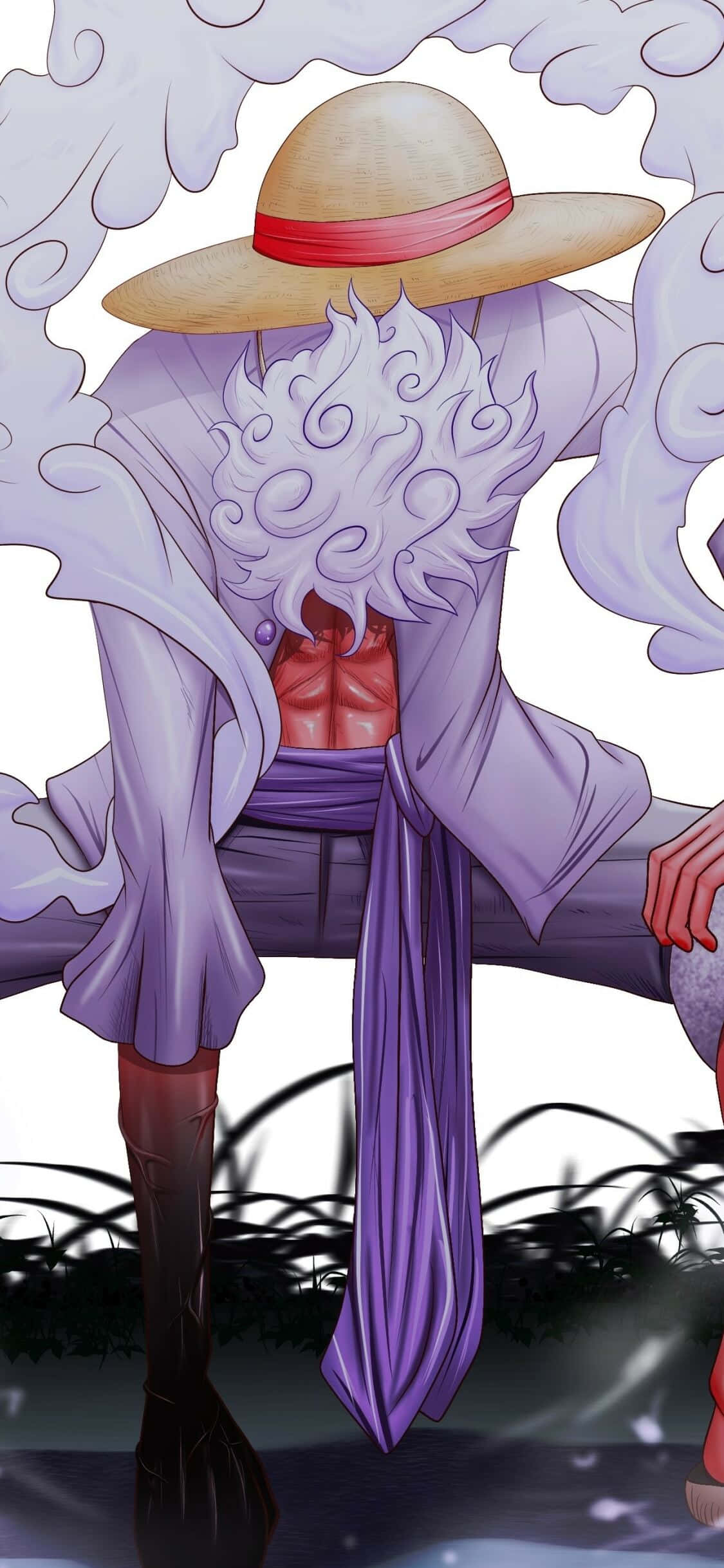 Luffy Gear 5, straw hat, swirling white beard, Full HD Phone Wallpaper