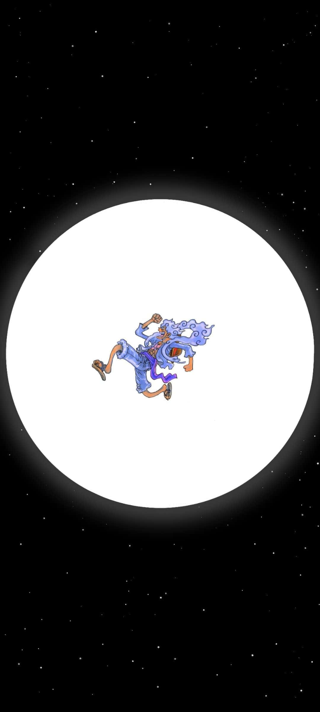 Luffy Gear 5, blue robes, glowing white moon, Full HD Phone Wallpaper