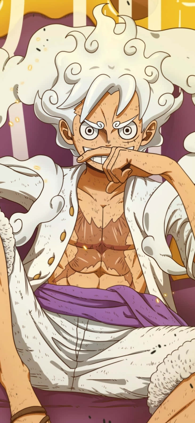 Luffy Gear 5, anime pirate, wild white hair, HD Phone Wallpaper