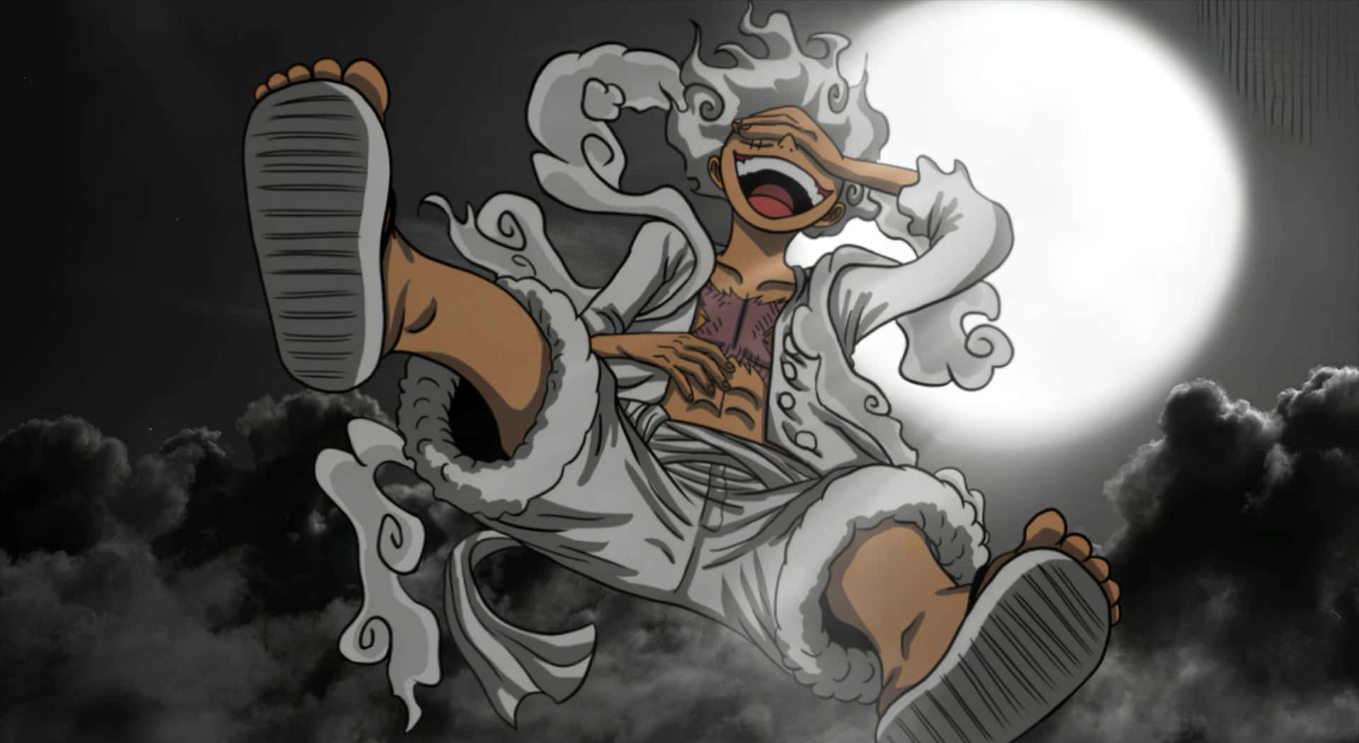 Luffy Gear 5, moon transformation, full moon, Full HD Desktop Wallpaper