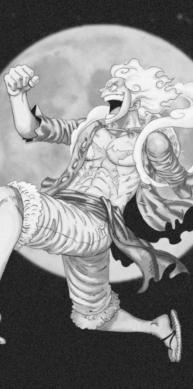 Luffy Gear 5, full moon, black and white, HD Phone Wallpaper