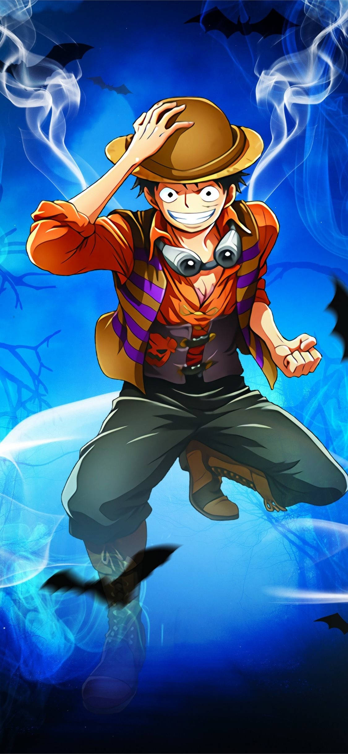 Luffy Smile, anime boy, brown hat, Full HD Phone Wallpaper