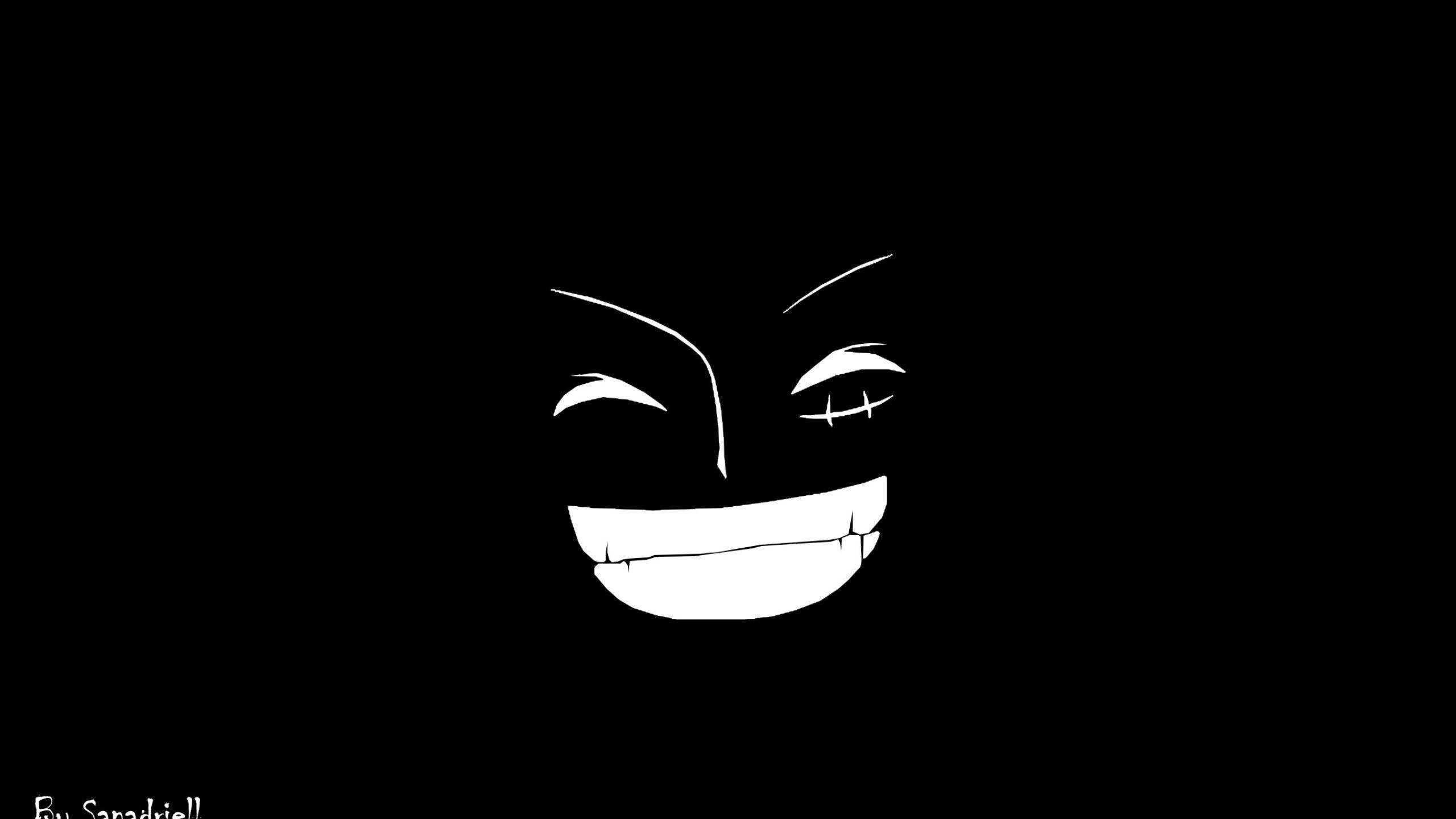 Luffy, smiling face, black and white, 2K Desktop Wallpaper
