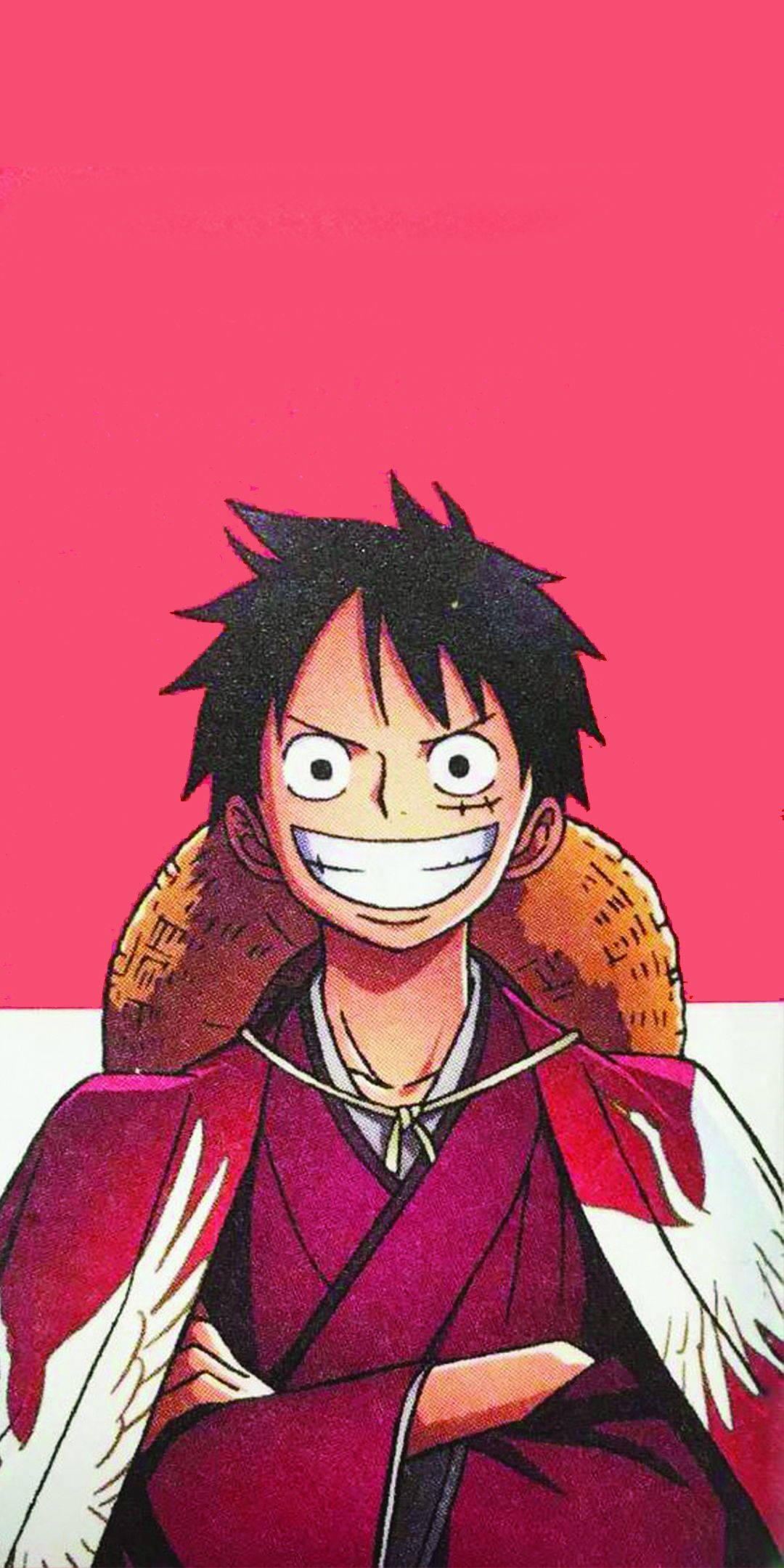 Luffy, red robe, white feathered sleeves, Full HD Phone Wallpaper