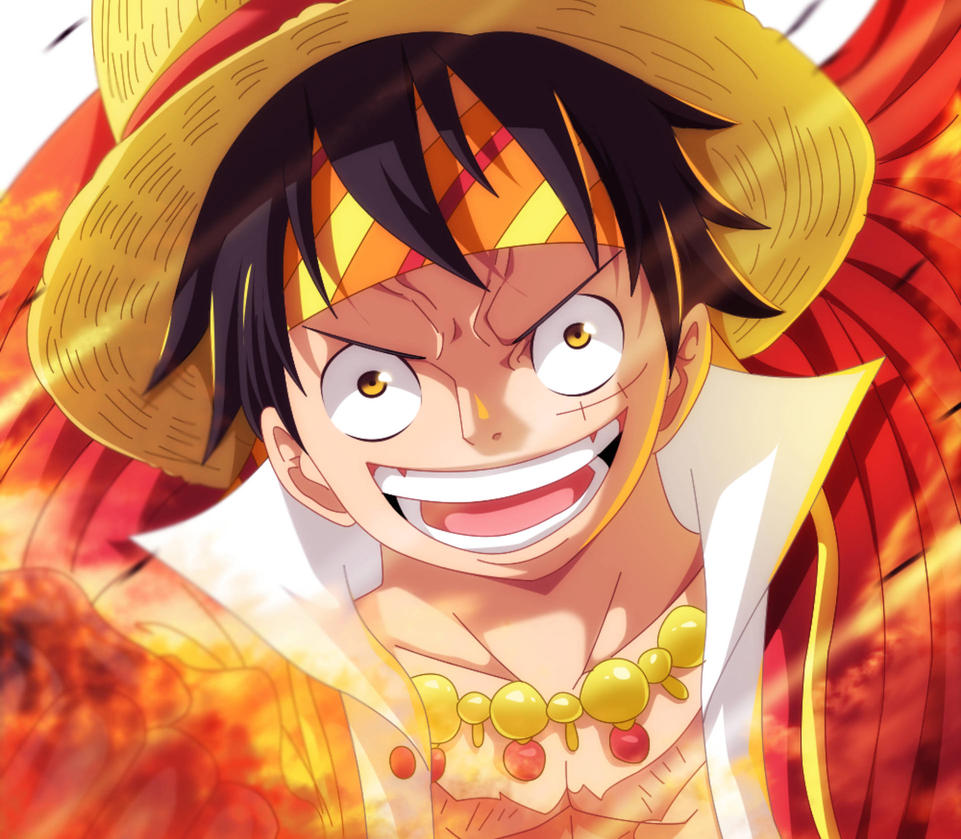 Luffy, straw hat, orange headband, Full HD Desktop Wallpaper