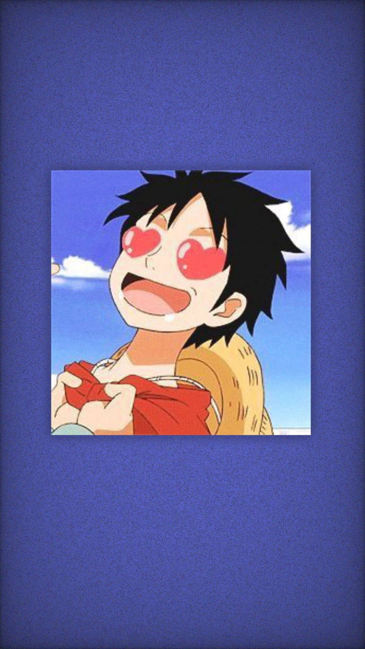 Luffy, heart-shaped eyes, bright blue sky, Full HD Phone Wallpaper
