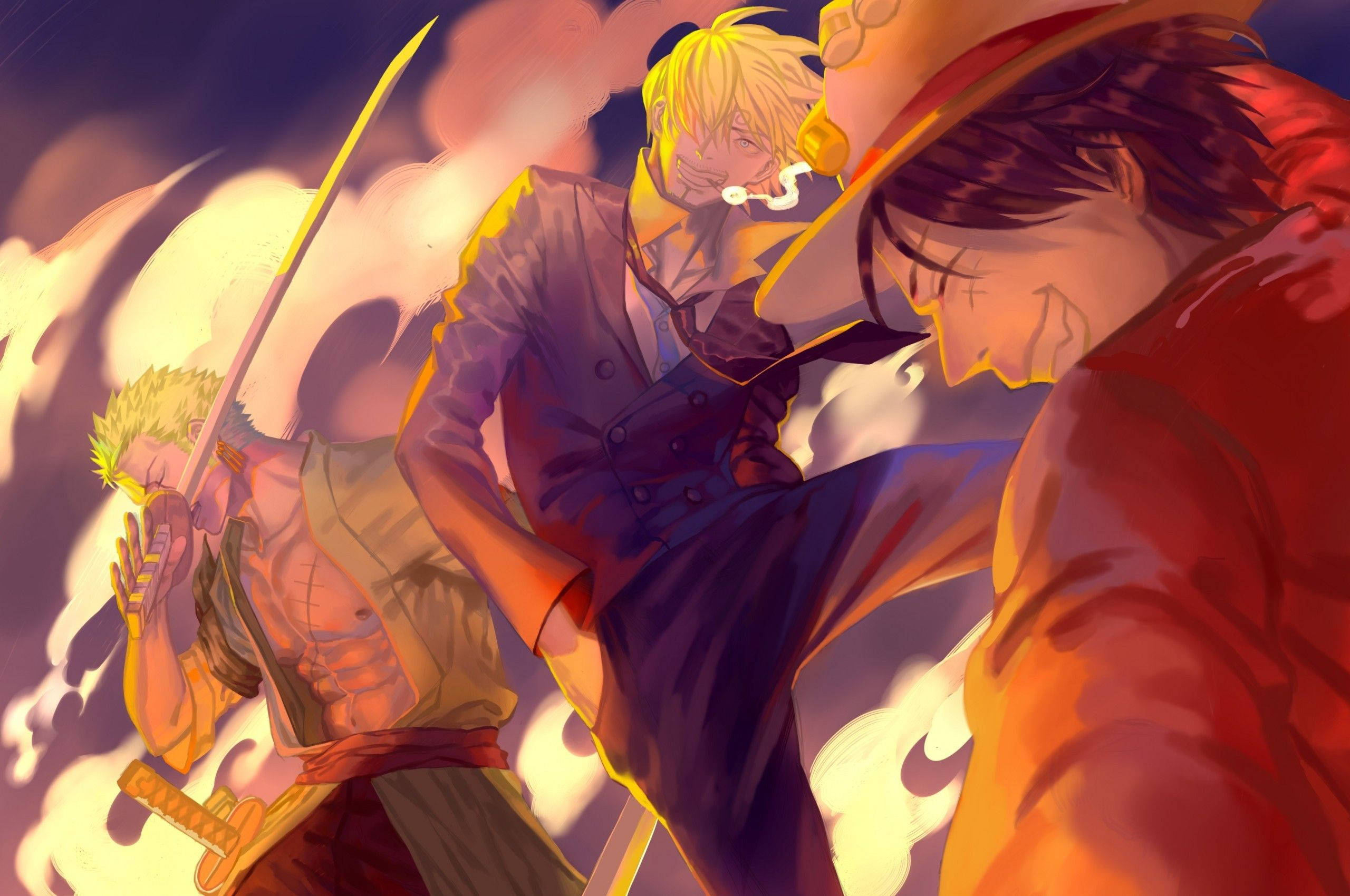 Zoro, anime warriors, swirling smoke, 2K Desktop Wallpaper