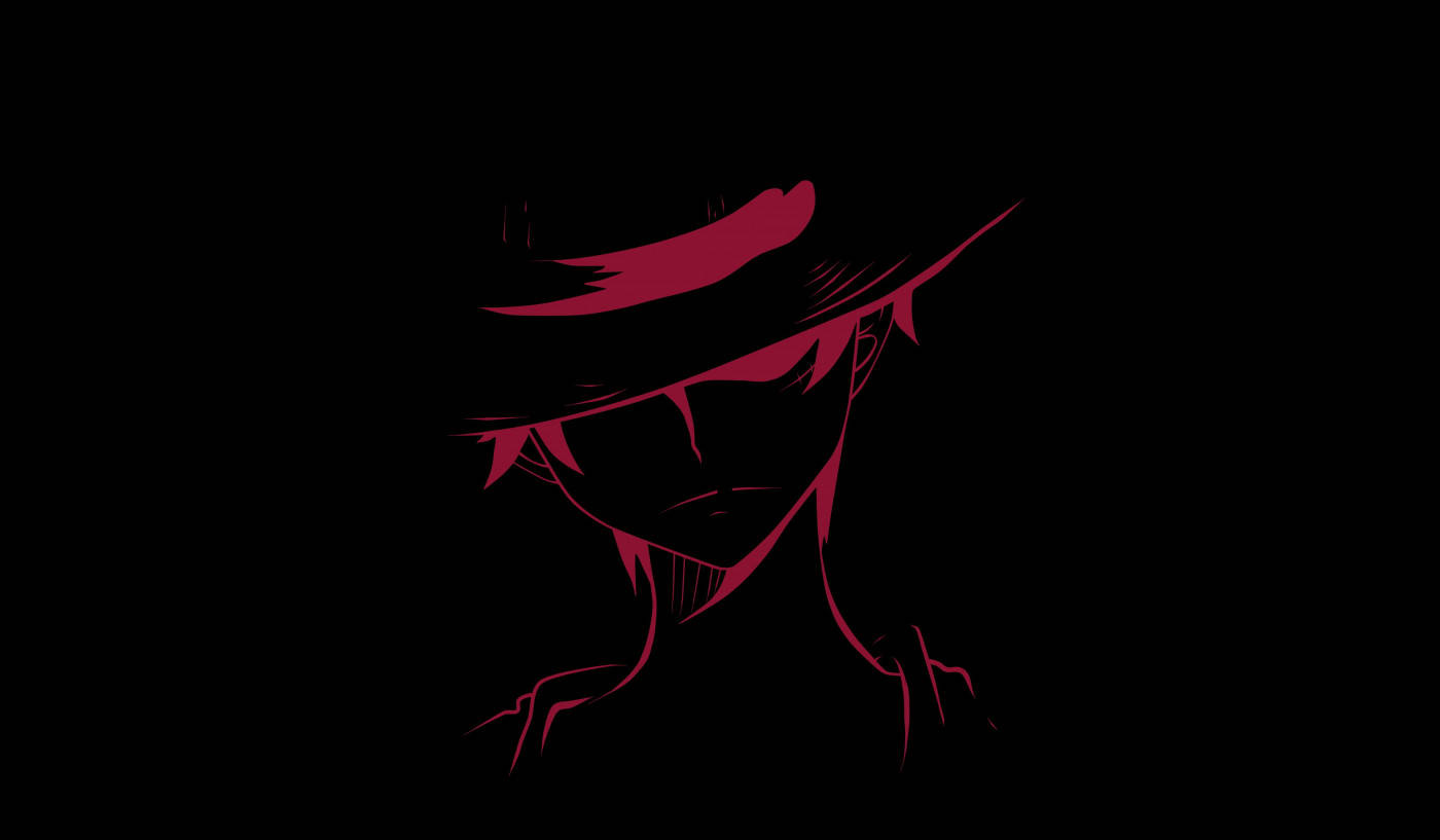 Luffy, black backdrop, red stencil, HD Desktop Wallpaper