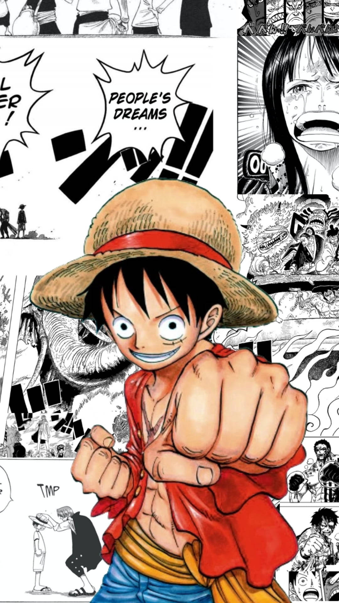 Luffy, straw hat, red shirt, Full HD Phone Wallpaper