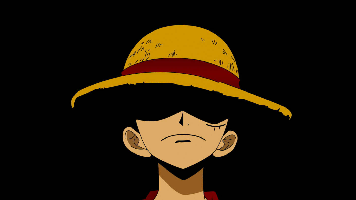 Luffy, straw hat, black background, HD Desktop Wallpaper