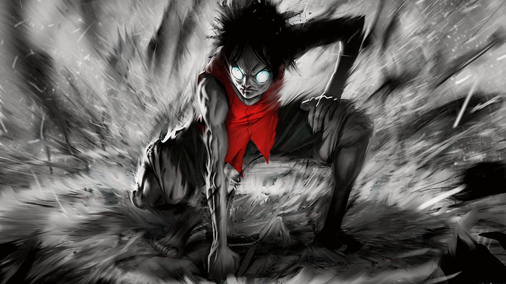 Luffy, anime, glowing eyes, Full HD Desktop Wallpaper