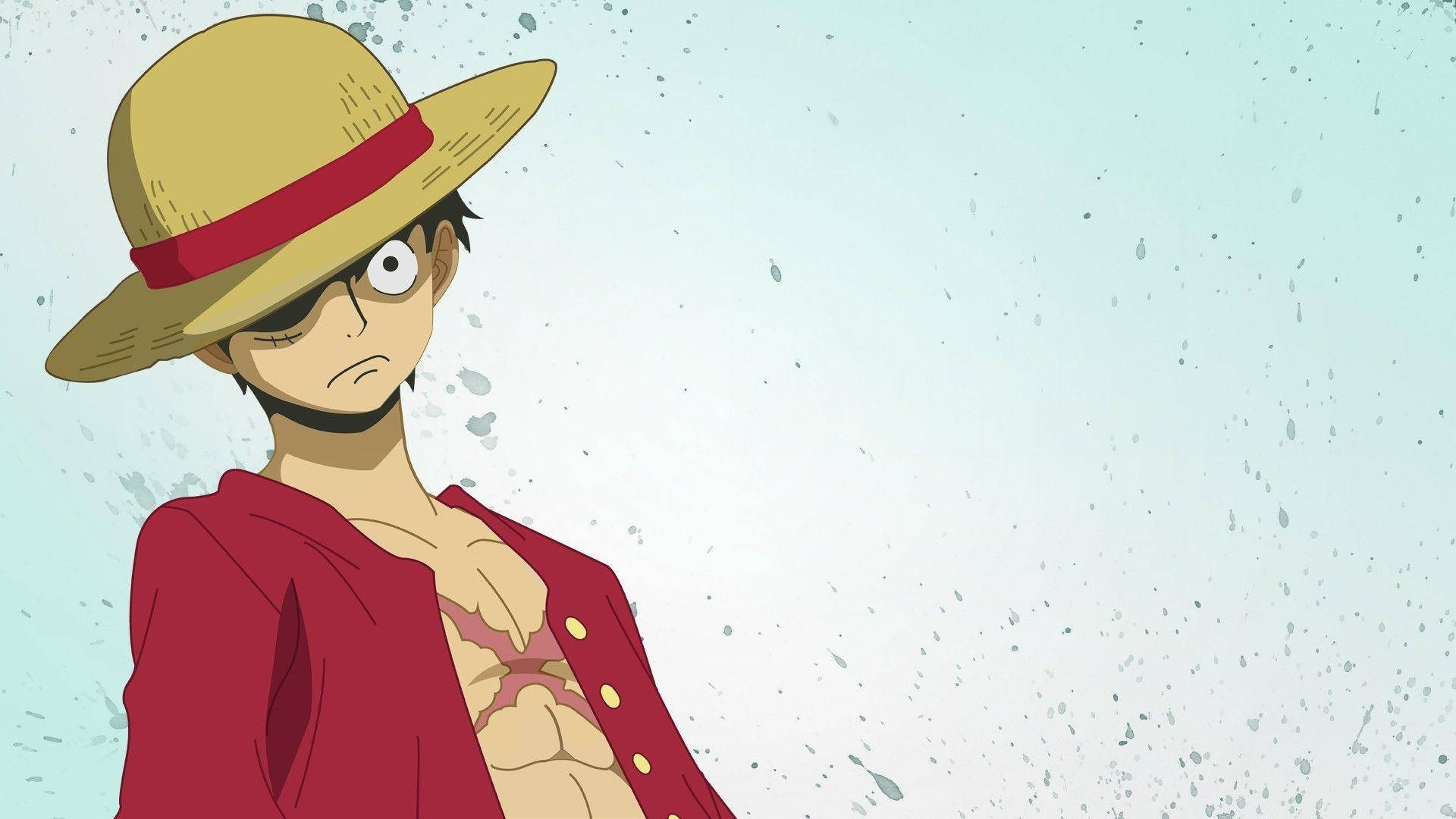 Luffy, straw hat, red coat, Full HD Desktop Wallpaper