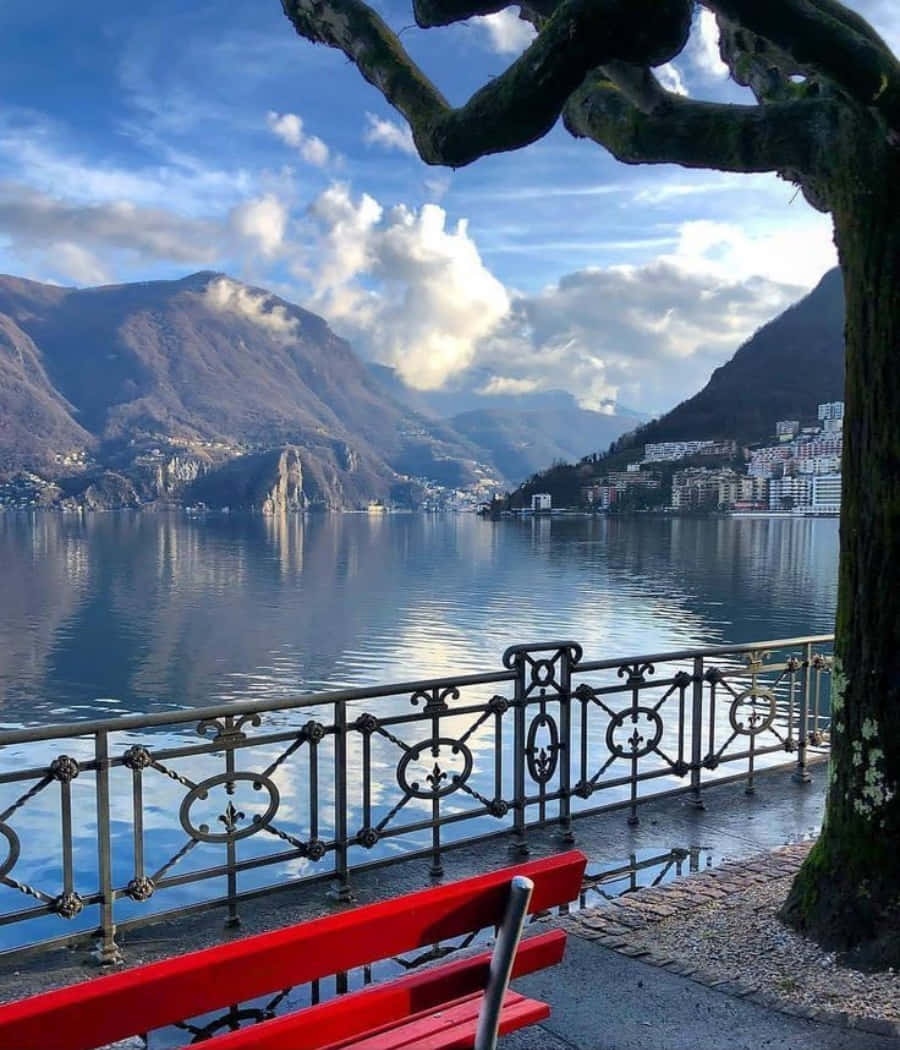 Lugano, Lake Lugano, mountains, SD Phone Wallpaper