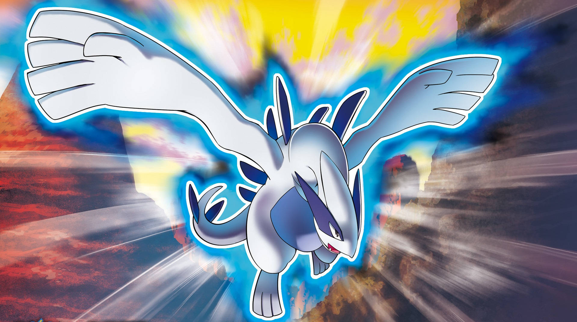 Lugia, white and blue, legendary Pokémon, Full HD Desktop Wallpaper