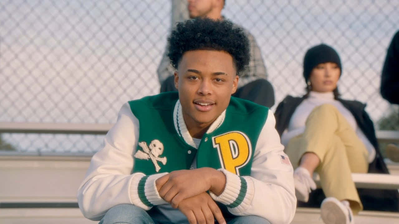 Luh Kel, green and white varsity jacket, skull patch, HD Desktop Wallpaper