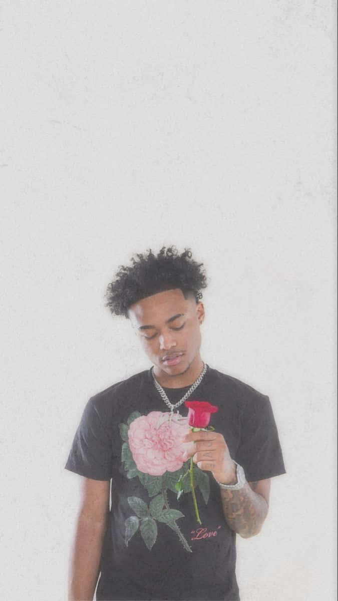 Luh Kel, red rose, textured white background, SD Phone Wallpaper