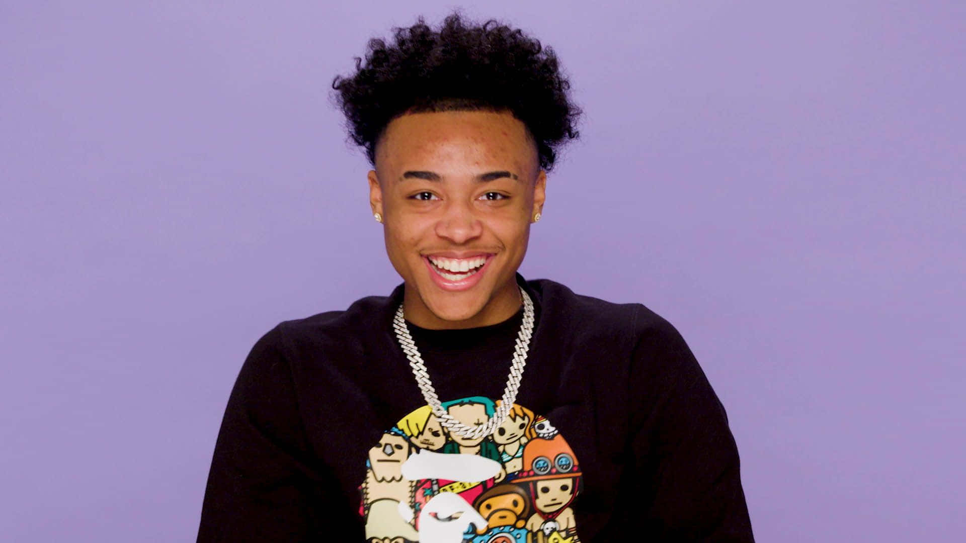 Luh Kel, curly hair, lavender background, Full HD Desktop Wallpaper