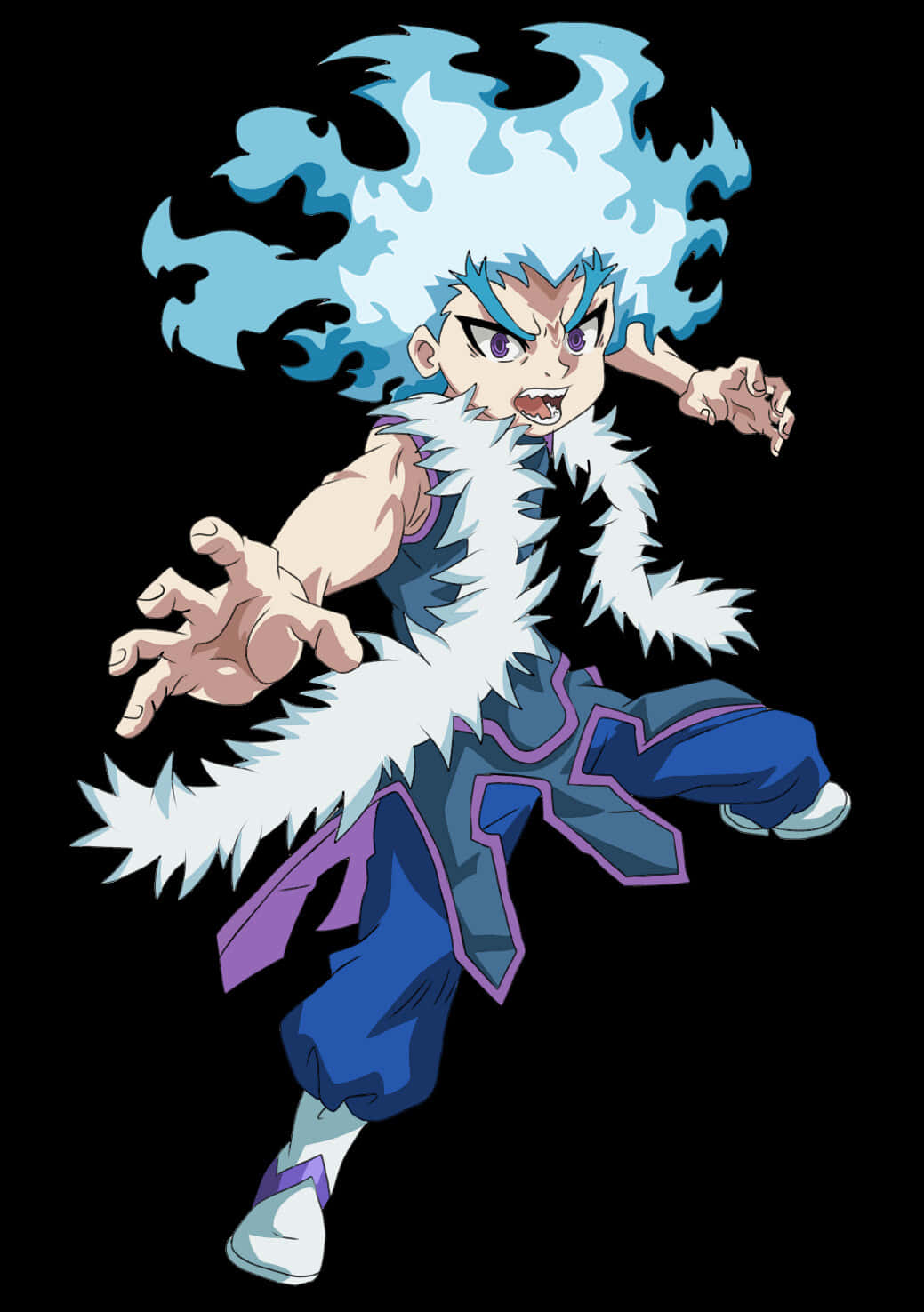 Lui Shirosagi, spiky blue hair, white fur collar, HD Phone Wallpaper