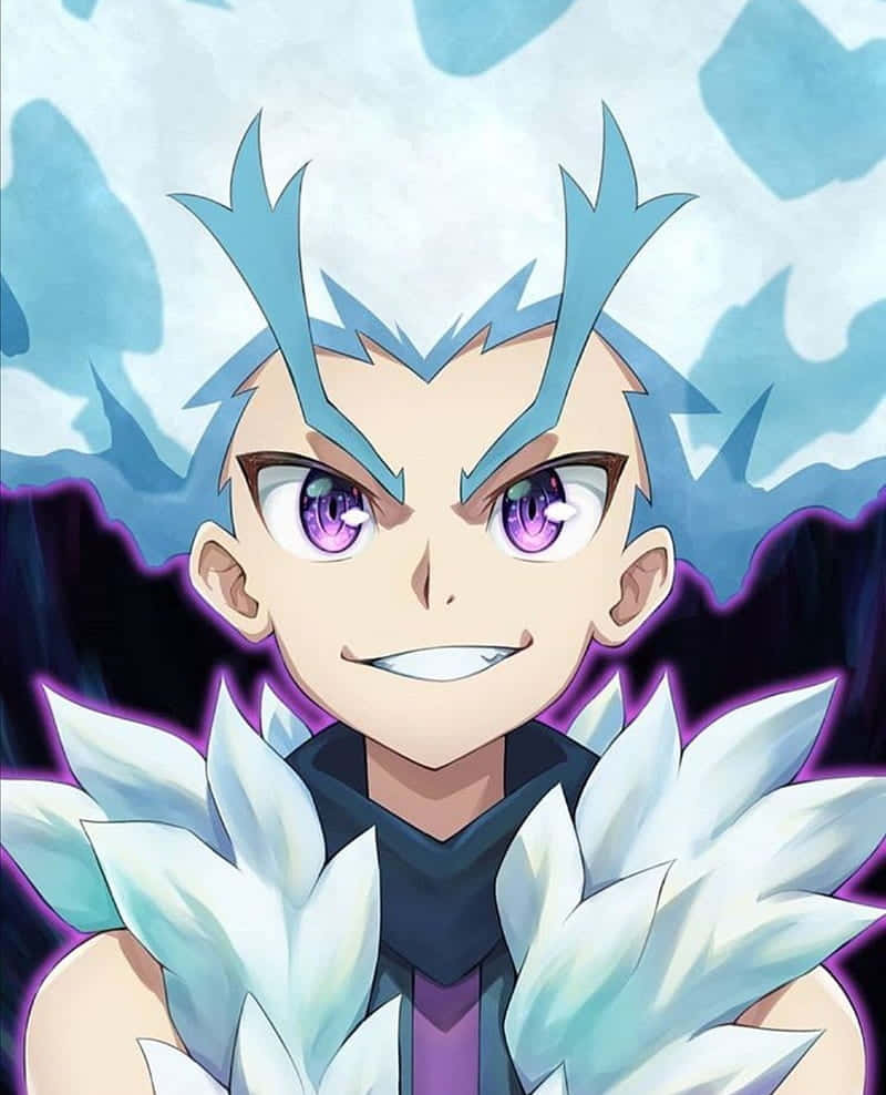 Lui Shirosagi, spiky blue hair, purple eyes, SD Phone Wallpaper