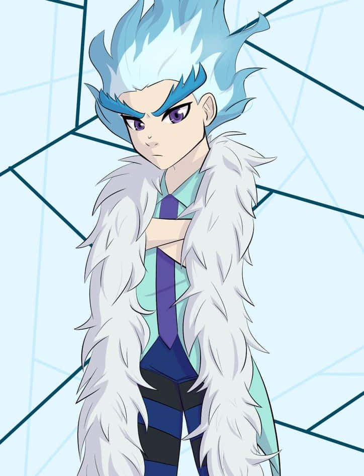 Lui Shirosagi, spiky blue hair, purple eyes, SD Phone Wallpaper