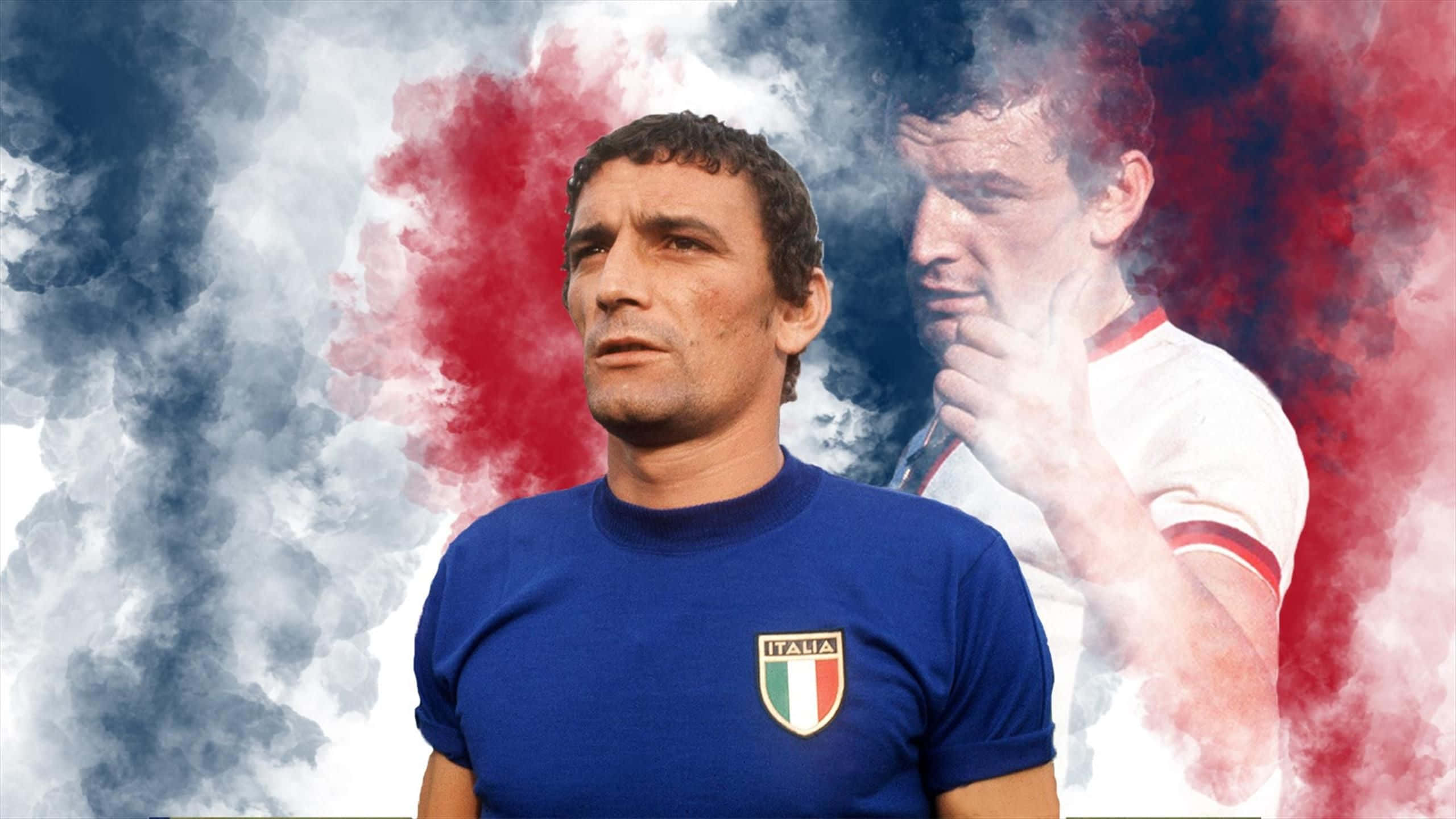 Luigi Riva, blue jersey, red white and blue, 2K Desktop Wallpaper
