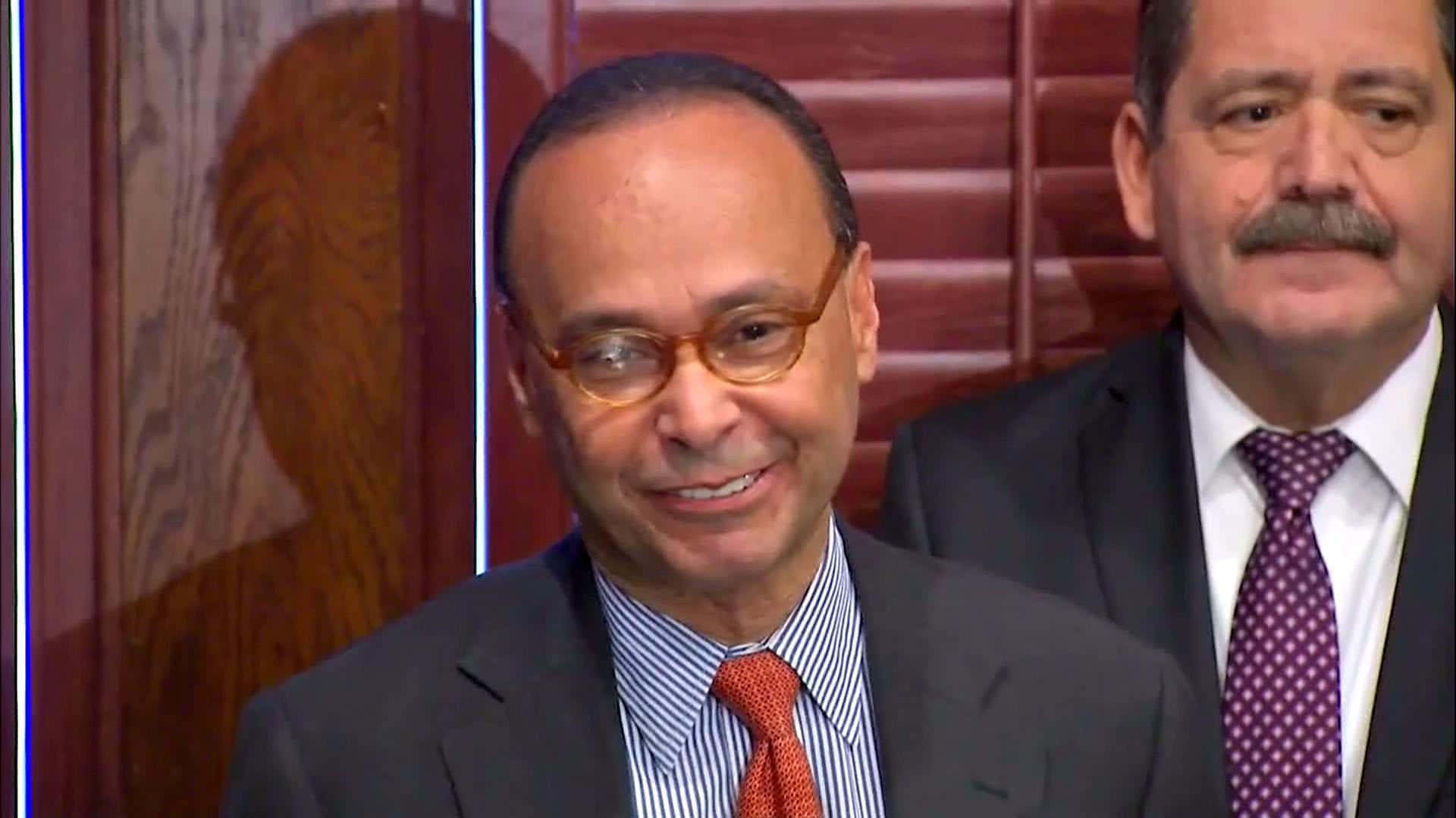 Luis Gutiérrez, glasses, orange tie, Full HD Desktop Wallpaper
