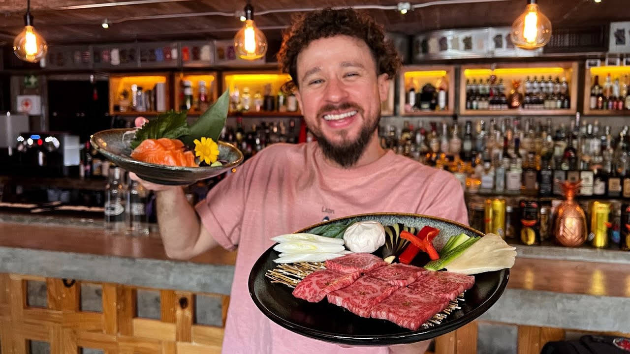 Luisito Comunica, sashimi, grilled meat, HD Desktop Wallpaper