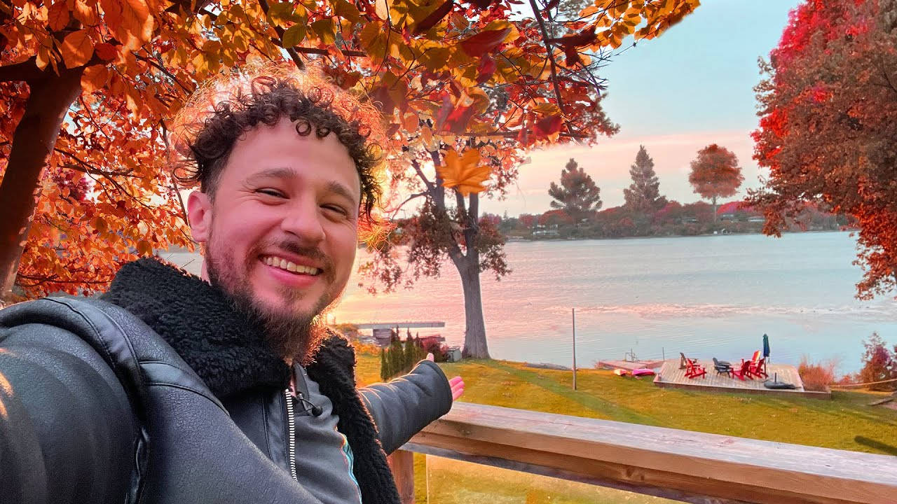Luisito Comunica, autumn leaves, sunset, HD Desktop Wallpaper