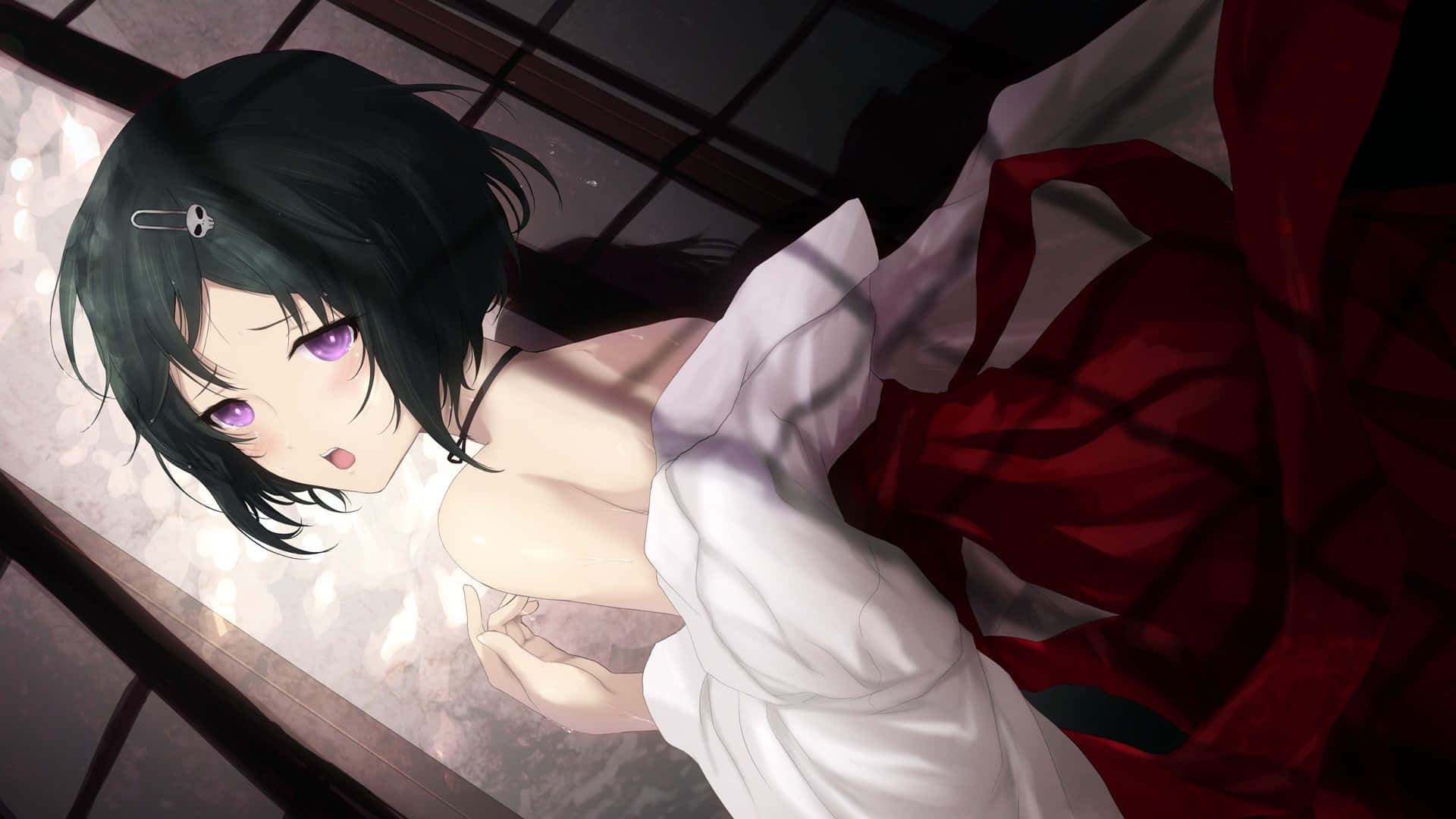 Luka Urushibara, black hair, purple eyes, Full HD Desktop Wallpaper