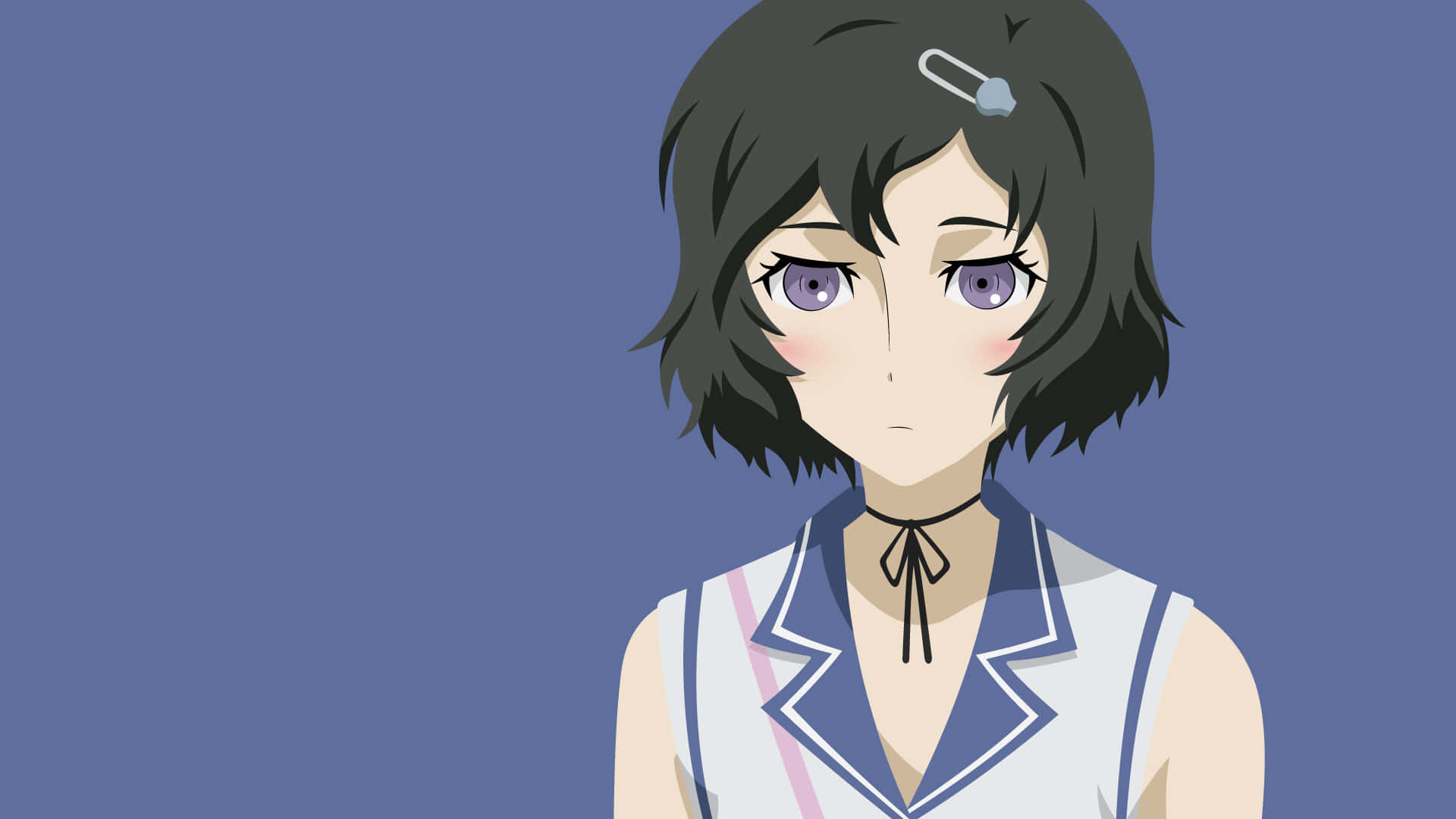 Luka Urushibara, short dark hair, purple eyes, Full HD Desktop Wallpaper