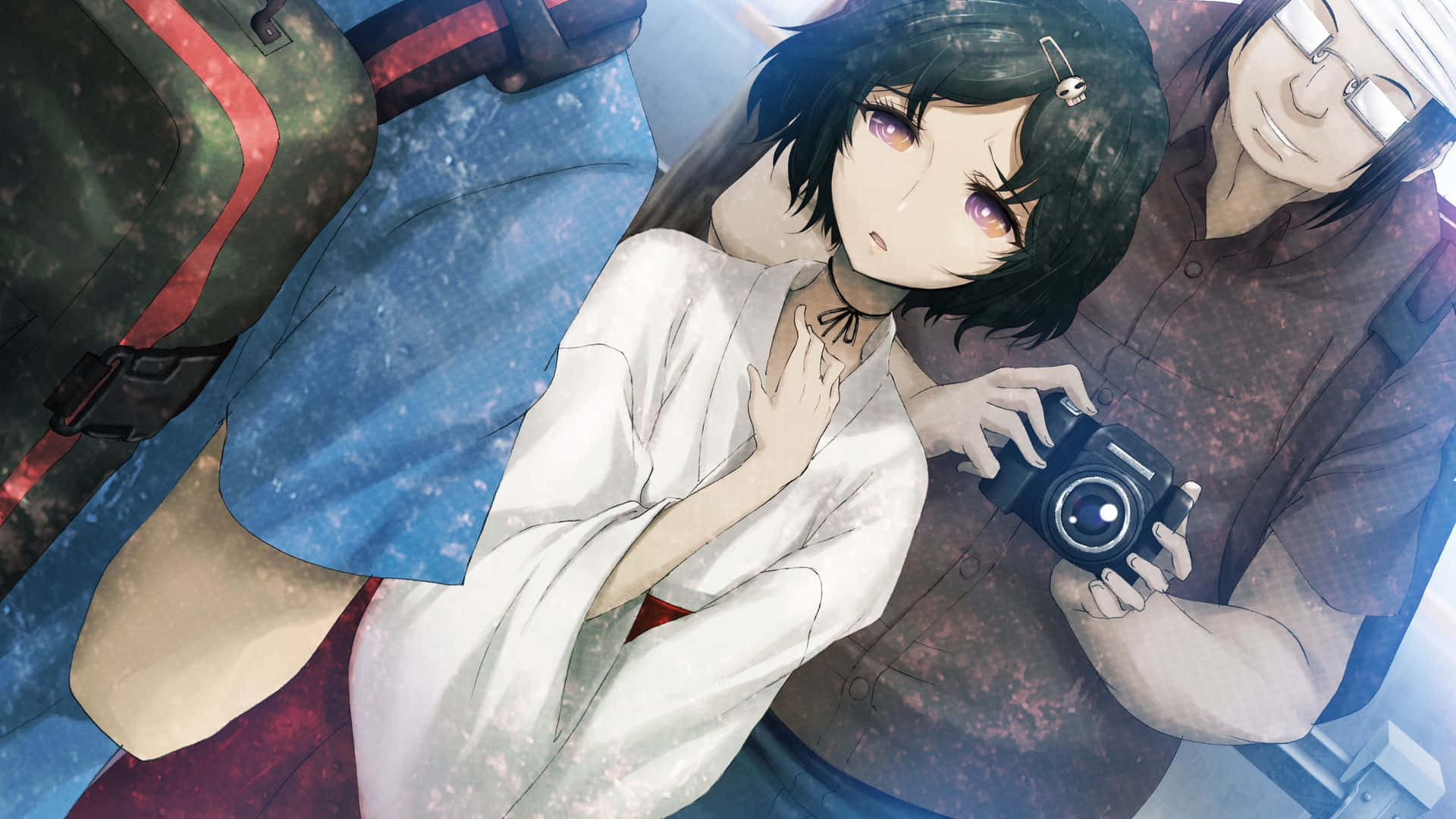 Luka Urushibara, white robe, smiling man with glasses, Full HD Desktop Wallpaper