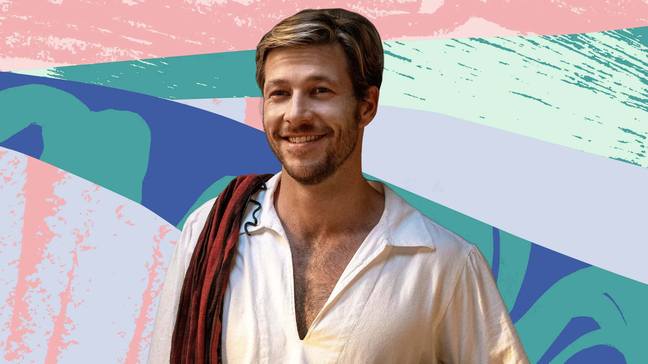 Luke Bracey, white shirt, red scarf, 2K Desktop Wallpaper