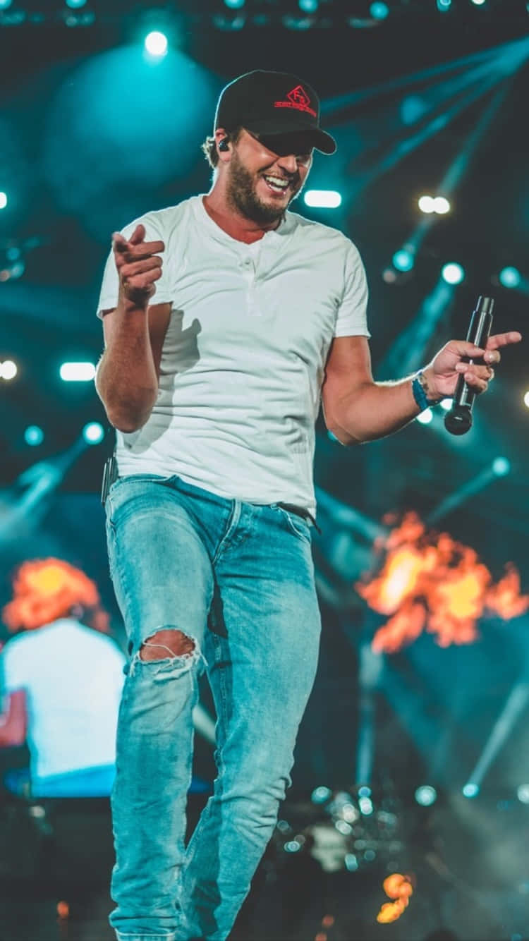 Luke Bryan, stage, blue lights, HD Phone Wallpaper